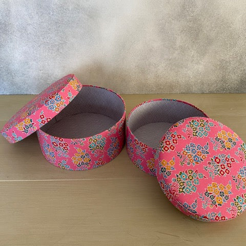 入れ子式 収納ボックス 丸箱2個 Set(完成品)