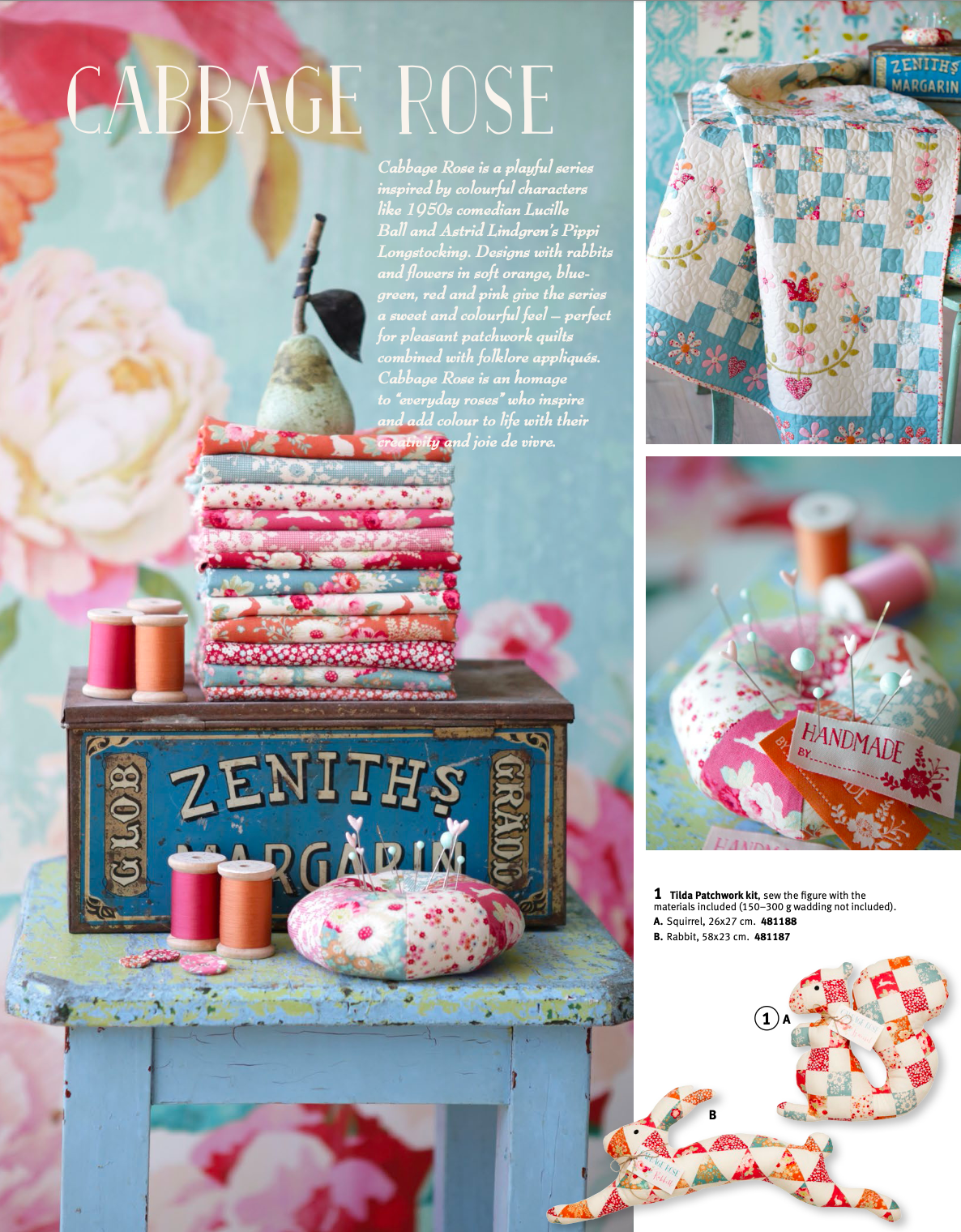 Tilda -  Libby : Cabbage Roses / Memory Lane/Cabbage Roses (2色展開）