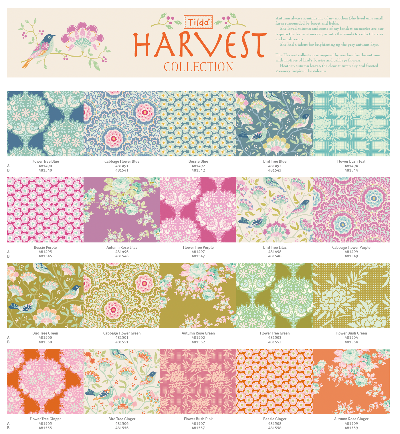 Tilda - Flower Tree: Harvest (3色展開）