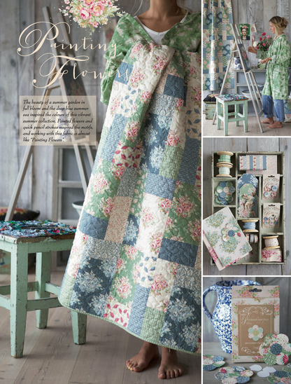 Tilda -  Flower Fan Blue - Painting Flowers (1色展開)