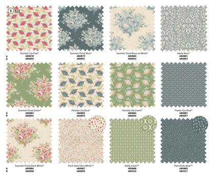 Tilda -  Flower Fan Blue - Painting Flowers (1色展開)