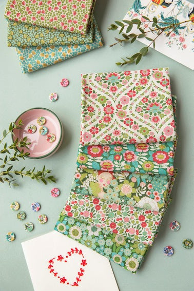 Tilda - Wallflower -  バンドル - 50x55cm - 300232-1-グリーン - Fat Quarter