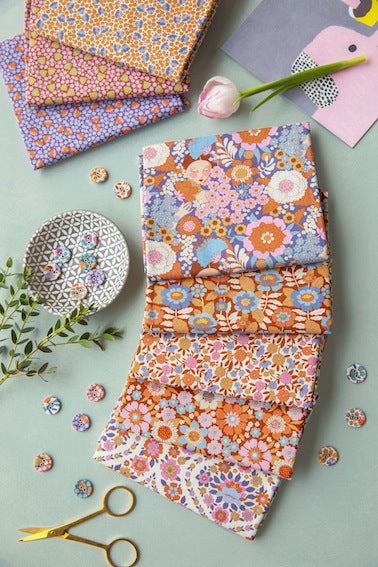 Tilda - Wallflower -  バンドル - 50x55cm - 300235-1 - キャラメル - シスル - Fat Quarter