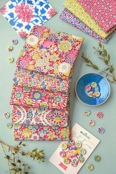 Tilda - Wallflower -  バンドル - 50x55cm - 300233-1 -バーガンディー/ピンク - Fat Quarter