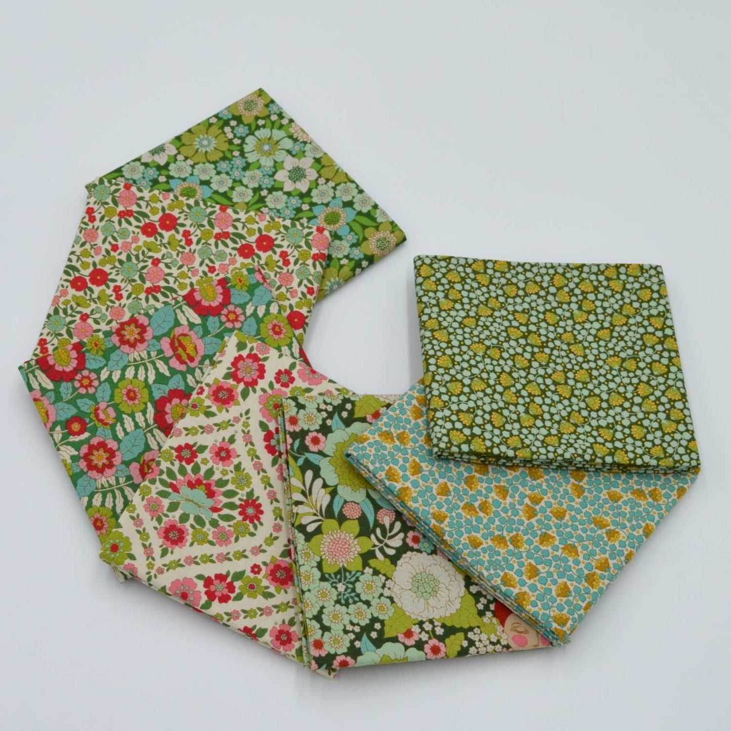 Tilda - Wallflower -  バンドル - 50x55cm - 300232-1-グリーン - Fat Quarter