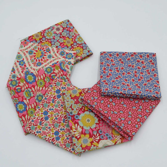 Tilda - Wallflower -  バンドル - 50x55cm - 300233-1 -バーガンディー/ピンク - Fat Quarter