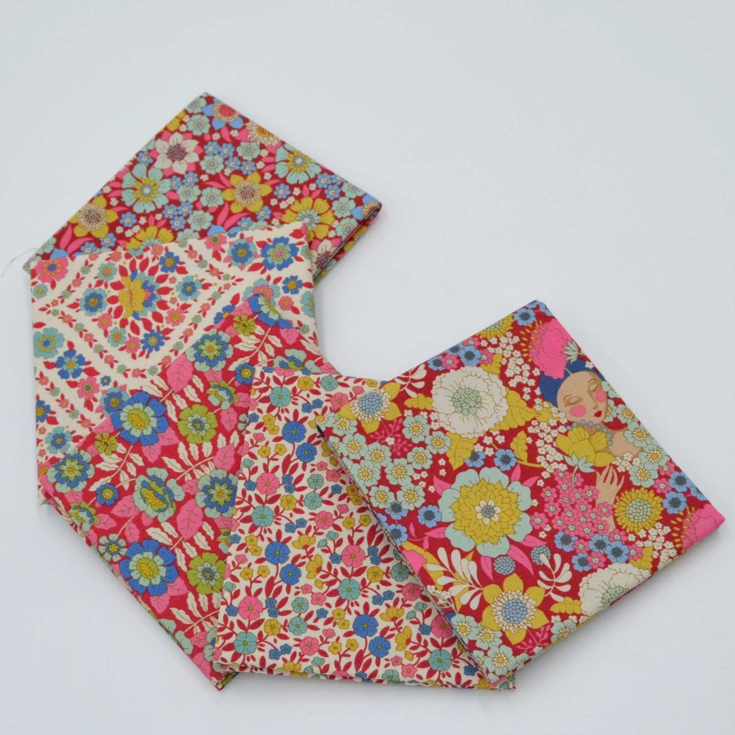 Tilda - Wallflower -  バンドル - 50x55cm - 300233 -バーガンディー/ピンク - Fat Quarter
